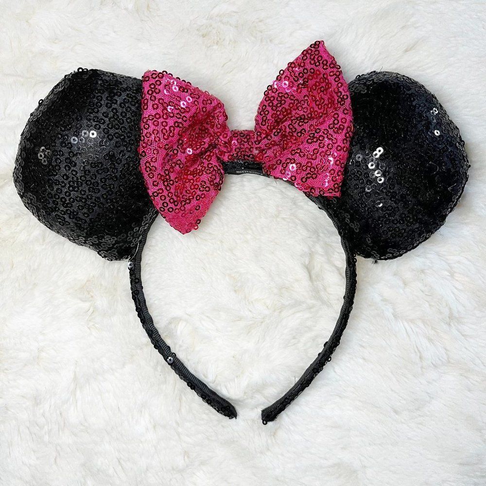 Disney‎ Minnie Mouse Ears Sequin Pink Bow Headband